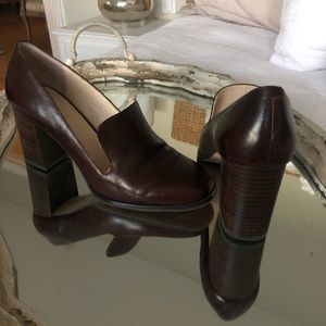 Enzo Angiolini 3 in heal brown loafers.